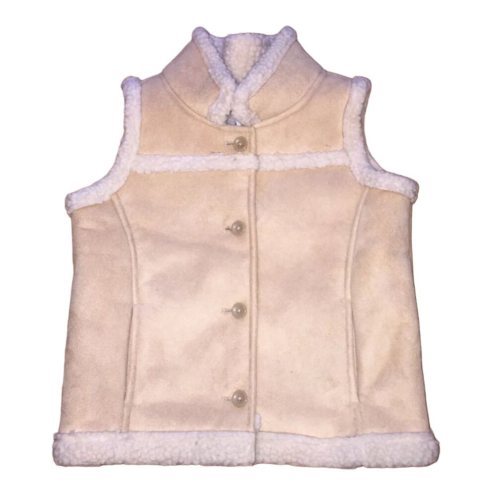Baby Gap Girls 18-24 M Faux Tan Suede Sherpa Lining Vest